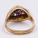 Vintage-Ring aus 18 Karat Gelbgold mit Diamanten, Rubinen und Smaragden. 60er / 70er Jahre