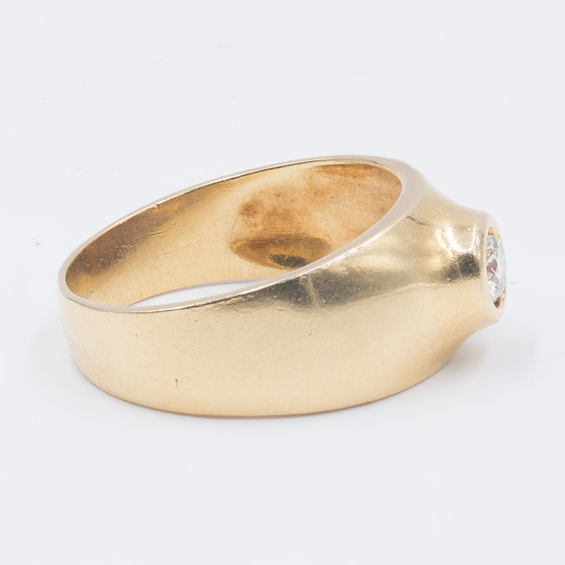 Anello vintage in oro 18k con diamante di circa 0,30 ct, anni 70
