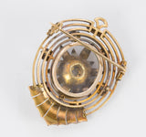 Spilla antica in oro 18k con rosette di diamante , fine '800