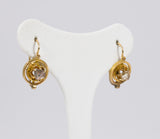 Antique 18K gold earrings with diamond rosettes, late 800th century
