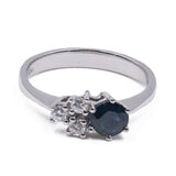 Vintage 14K white gold sapphire and diamond ring, 1980s