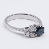 Vintage 14K white gold sapphire and diamond ring, 1980s