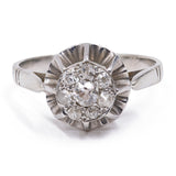 Vintage ring in 18k white gold and platinum with diamonds (0.25ct), 40s