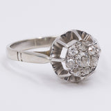Vintage ring in 18k white gold and platinum with diamonds (0.25ct), 40s