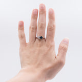 Vintage 14K white gold sapphire and diamond ring, 1980s