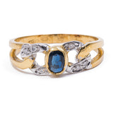 Vintage 18K gold diamond and sapphire ring, 80s
