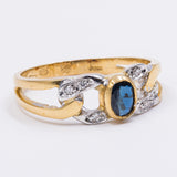 Vintage 18K gold diamond and sapphire ring, 80s