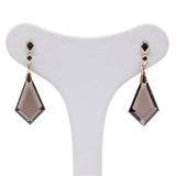 Vintage 8K gold pendant earrings with smoky quartz, 70s