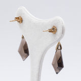 Vintage 8K gold pendant earrings with smoky quartz, 70s