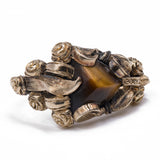 Винтажное кольцо из 8-каратного желтого золота с тигровым глазом, 70-е гг.