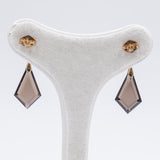 Vintage 8K gold pendant earrings with smoky quartz, 70s