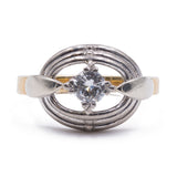 Vintage two-tone 14K gold ring with brilliant cut diamond (0.25 ct), 70s