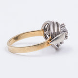 Vintage two-tone 14K gold ring with brilliant cut diamond (0.25 ct), 70s