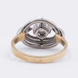 Vintage two-tone 14K gold ring with brilliant cut diamond (0.25 ct), 70s
