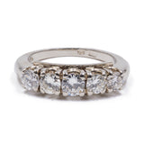 Vintage 14K gold riviera ring with 5 brilliant cut diamonds (1.2ct), 60s