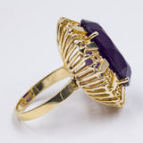 Vintage cocktail ring in 14k yellow gold with amethyst (19ct), 1950s / 1960s