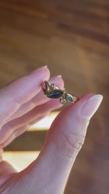 Vintage 14K gold ring with ruby, emerald, sapphire and diamonds (0.05ctw approx.), 1970s / 1980s