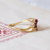 Vintage 18K gold ring with rubies and diamonds, 1970s