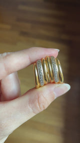 Orecchini vintage a cerchio in oro 18K con diamanti, anni ‘60/‘70