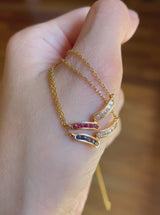 Pair of vintage necklaces in 18K gold with rubies / sapphires (0.50ctw approx.) And diamonds (0.50ctw approx.), 1970s