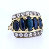 Antiker Ring aus 18 Karat Gold und Silber mit alten Saphiren und Diamanten, 40er Jahre
