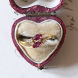 Vintage 18K gold ring with rubies and diamonds, 1970s