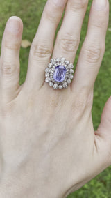 Ring converted from susta in platinum and 18K white gold with tanzanite (3ct approx.) And diamonds (1ctw approx.)
