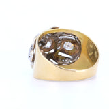Кольцо из золота 18 карат и серебра с бриллиантами старой огранки, 50-е гг.