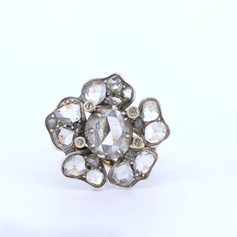 18K gold and silver ring with rosette cut diamonds, 1930s