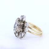 Ring aus 18 Karat Gold und Silber mit Diamanten im Rosettenschliff, 30er Jahre