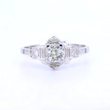 Art Deco solitaire in 18K white gold with old mine cut diamonds of approx. 0.50ct, 30s