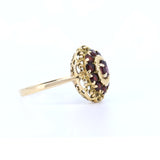 Vintage 18 Karat Gold Ring mit Granaten, 50er / 60er Jahre