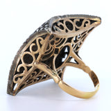 Антикварное кольцо из золота 18 карат и серебра с бриллиантовыми розетками, 40-е гг.