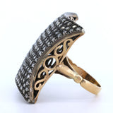 Antique ring in 18k gold and silver with diamond rosettes, 1940s