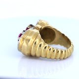 Vintage Ring aus 18 Karat Gold mit Rubinen und Diamanten, 40er Jahre