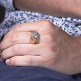 Antiker Chevalier-Ring aus 18 Karat Gold mit Diamanten im Pink Coroné-Schliff, 30er / 40er Jahre - Antichità Galliera