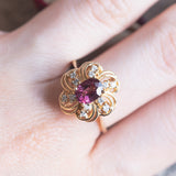 Vintage 14K gold tourmaline and diamond ring, 60s