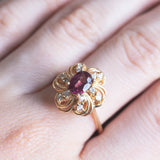 Vintage 14K gold tourmaline and diamond ring, 60s