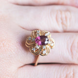 Vintage 14K gold tourmaline and diamond ring, 60s