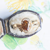 Винтажное кольцо из 14-каратного золота с желтым топазом и бриллиантами, 70-е годы
