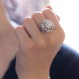 Vintage "Ballerina" ring in 18K white gold with brilliant and baguette cut diamonds (2.92ctw approx.), 50s / 60s