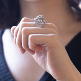 Vintage "Ballerina" ring in 18K white gold with brilliant and baguette cut diamonds (2.92ctw approx.), 50s / 60s