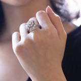 Vintage "Ballerina" ring in 18K white gold with brilliant and baguette cut diamonds (2.92ctw approx.), 50s / 60s