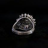 Vintage "Ballerina" ring in 18K white gold with brilliant and baguette cut diamonds (2.92ctw approx.), 50s / 60s