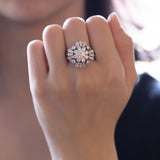Vintage "Ballerina" ring in 18K white gold with brilliant and baguette cut diamonds (2.92ctw approx.), 50s / 60s