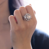 Vintage "Ballerina" ring in 18K white gold with brilliant and baguette cut diamonds (2.92ctw approx.), 50s / 60s