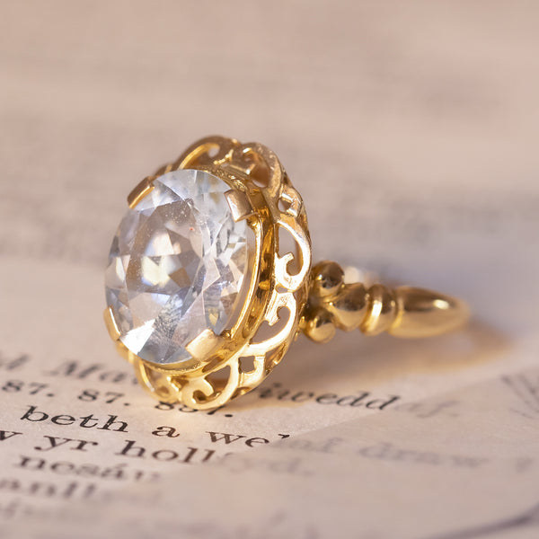 Vintage 18K gold ring with aquamarine, 1950s