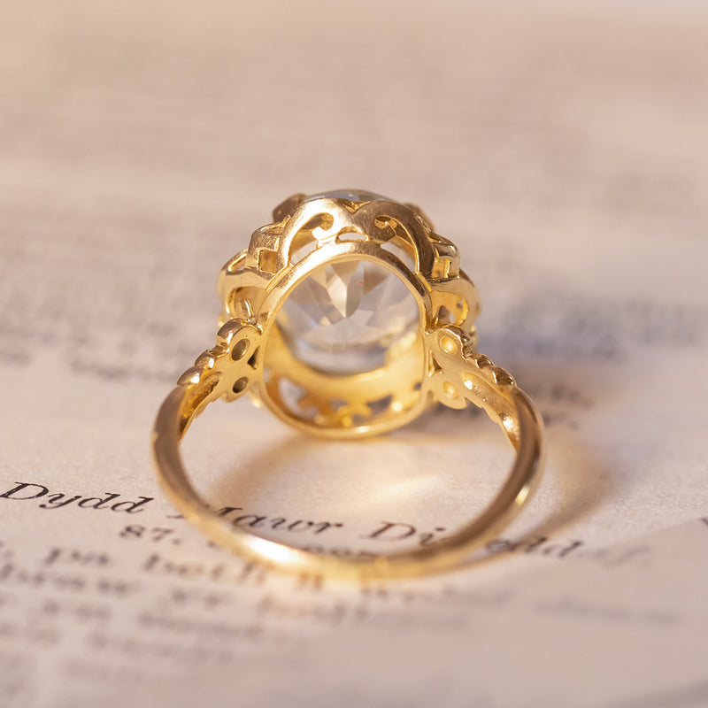 Bague vintage en or 18 carats avec aigue-marine, 1950 – Antichità