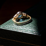 Bague vintage en or 18K avec aigue-marine et diamants, 70 - Antichità Galliera