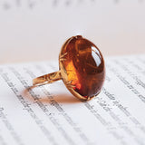 Vintage 18 Karat Goldring mit Bernstein, 50er Jahre